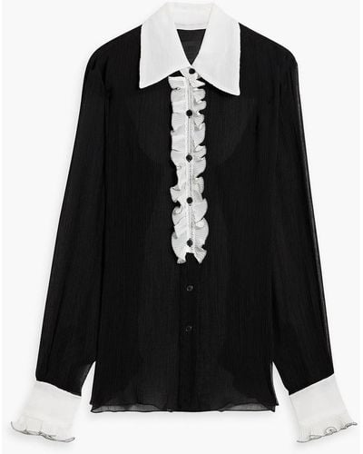 Anna Sui Ruffled Lyocell-georgette Blouse - Black