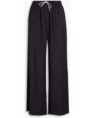 Solid & Striped The Dani Crystal-embellished Satin Wide-leg Trousers - Black