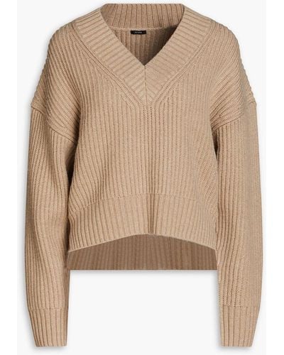 JOSEPH Ribbed Cotton, Wool And Cashmere-blend Jumper - Natural
