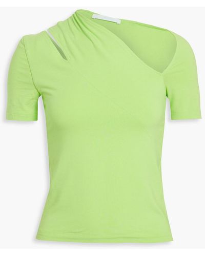 Helmut Lang Cutout Stretch Cotton And Modal-blend Jersey Top - Green