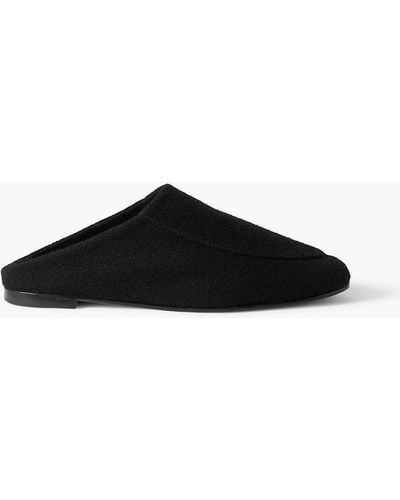 Porte & Paire Brushed Twill Slippers - Black