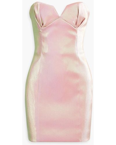 Area Strapless Iridescent Faille Mini Dress - Pink