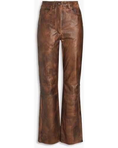 REMAIN Birger Christensen Leather Straight-leg Pants - Brown
