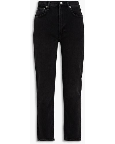 Rag & Bone Cropped High-rise Slim-leg Jeans - Black