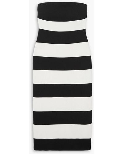 Carolina Herrera Strapless Striped Stretch-knit Midi Dress - Black
