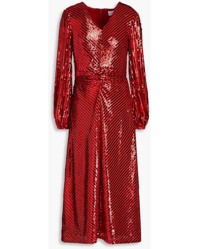 Raishma Gathe Sequined Tulle Midi Dress - Red
