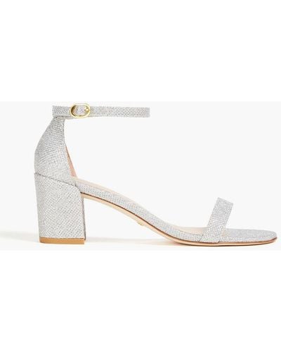 Stuart Weitzman Glittered Lamé Sandals - White
