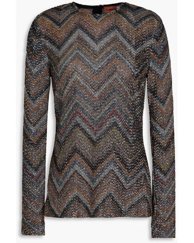 Missoni Sequin-embellished Metallic Crochet-knit Top - Black