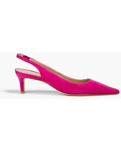 Stuart Weitzman Stuart 50 Suede Slingback Court Shoes - Pink