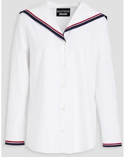 Boutique Moschino Hemd aus stretch-baumwollpopeline mit streifen - Weiß