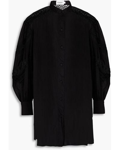Charo Ruiz Marian Guipure Lace And Cotton-blend Voile Shirt - Black