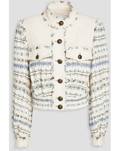 Veronica Beard Darren Gabardine-paneled Tweed Jacket - White