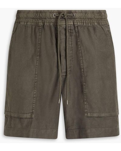 James Perse Lyocell And Linen-blend Twill Shorts - Green