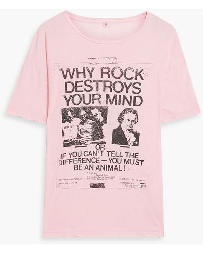 R13 Printed Cotton-jersey T-shirt - Pink