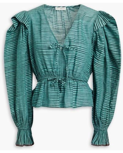 Ulla Johnson Ophelia Striped Cotton-jersey Top - Green
