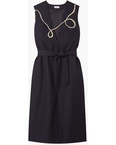 Dries Van Noten Belted Faux Pearl-embellished Wool-jacquard Midi Dress - Black