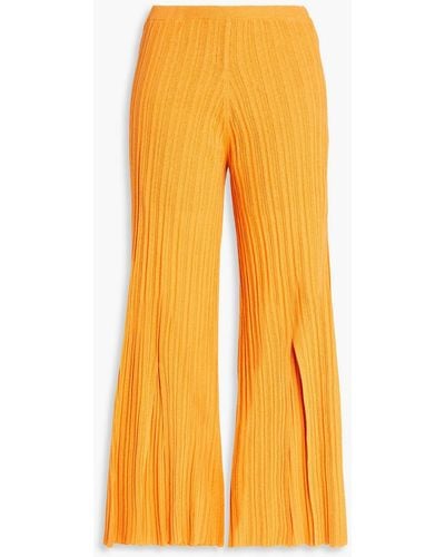 By Malene Birger Irvan Ribbed-knit Wide-leg Pants - Orange