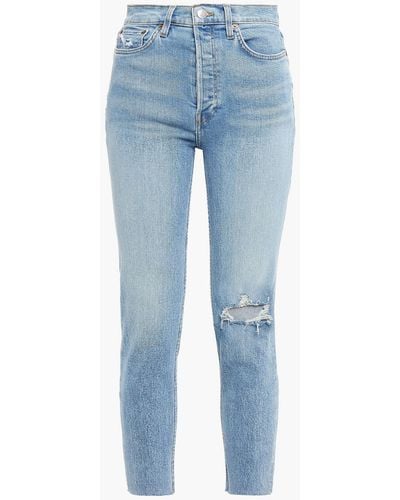 RE/DONE 90s Distressed High-rise Slim-leg Jeans - Blue