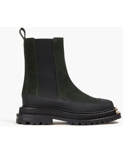 Sandro Verzierte chelsea-boots aus leder und veloursleder - Schwarz