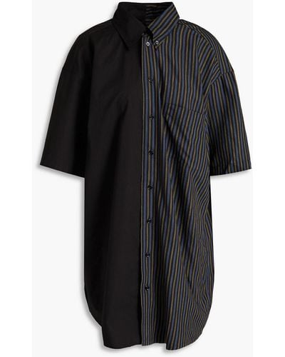 MM6 by Maison Martin Margiela Oversized Striped Mousseline-paneled Cotton-poplin Shirt - Black