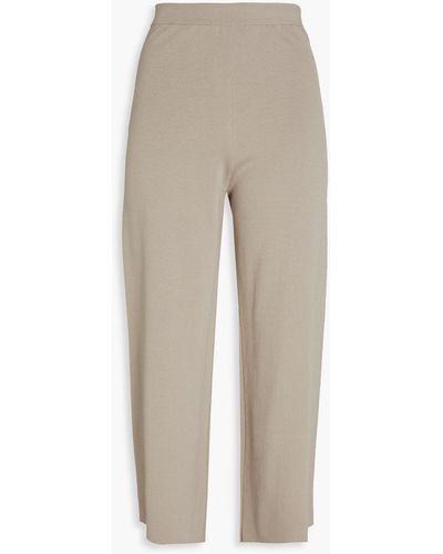 Gentry Portofino Cropped Silk And Cotton-blend Straight-leg Trousers - Natural