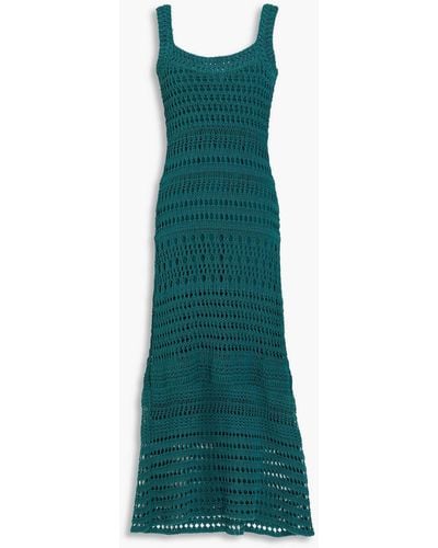 Vince Crochet-knit Cotton-blend Midi Dress - Green