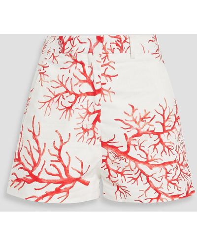 Valentino Garavani Printed Cotton-poplin Shorts - Red
