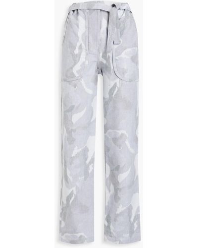 IRO Douz Camouflage-print Cotton-blend Canvas Straight-leg Pants - White