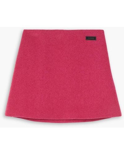 Ganni Brushed Wool-blend Twill Mini Skirt - Red
