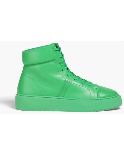 Ganni Faux Leather High-top Trainers - Green