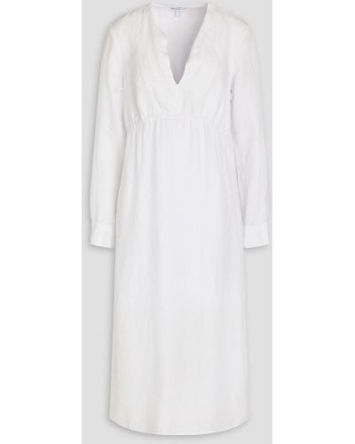 James Perse Empire Gathered Woven Midi Dress - White