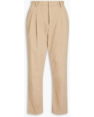 RED Valentino Pleated Cotton-blend Twill Tapered Pants - Natural