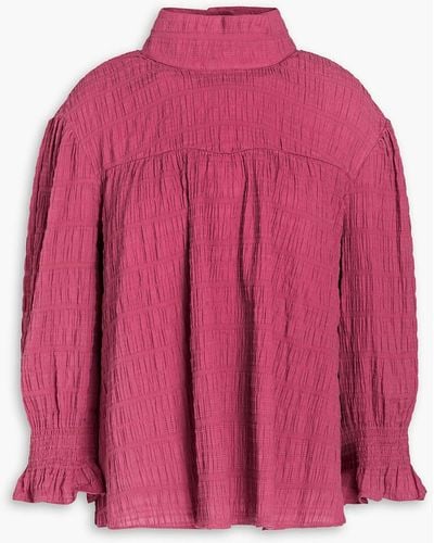 Ba&sh Dael Shirred Cotton-blend Turtleneck Top - Pink