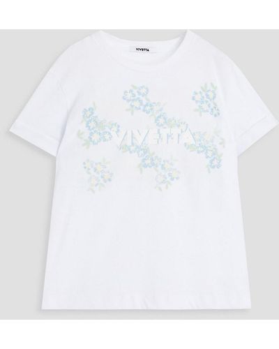 Vivetta Printed Cotton-jersey T-shirt - White
