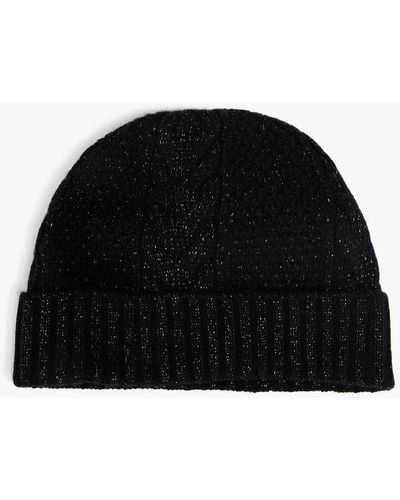 N.Peal Cashmere Metallic Cashmere-blend Beanie - Black