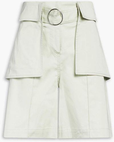 MYKKE HOFMANN Belted Cotton-poplin Shorts - White