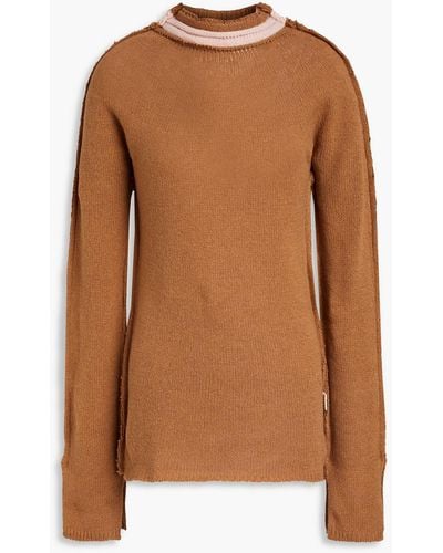 Marni Two-tone Cashmere And Wool-blend Jumper - Brown