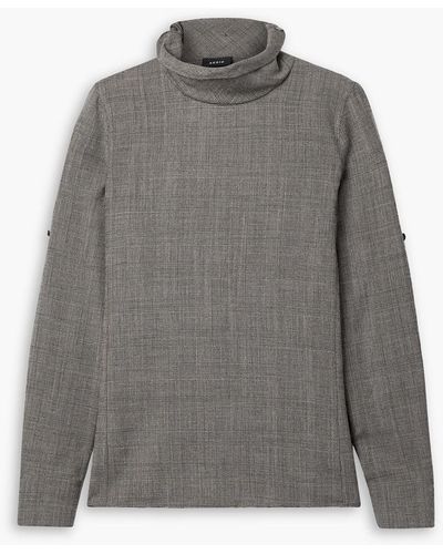 Akris Prince Of Wales Checked Wool Turtleneck Top - Grey