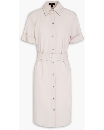 Theory Belted Wool-blend Dress - White