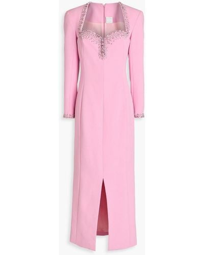 Huishan Zhang Eleanor Crystal-embellished Crepe Midi Dress - Pink