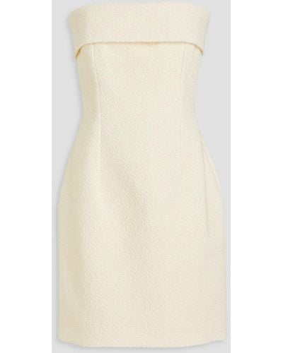 Emilia Wickstead Strapless Cotton-blend Bouclé Mini Dress - Natural
