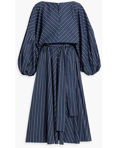 Palmer//Harding Renew Belted Striped Cotton-poplin Midi Dress - Blue