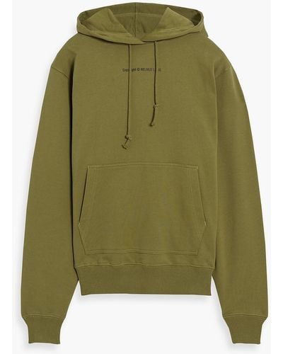 Helmut Lang Printed French Cotton-terry Hoodie - Green