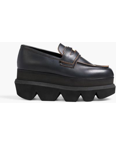 Sacai Leather Platform Loafers - Black