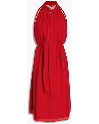 Theory Gathe Silk Crepe De Chine Dress - Red