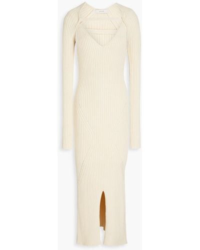 LVIR Ribbed-knit Bolero And Midi Dress Set - White