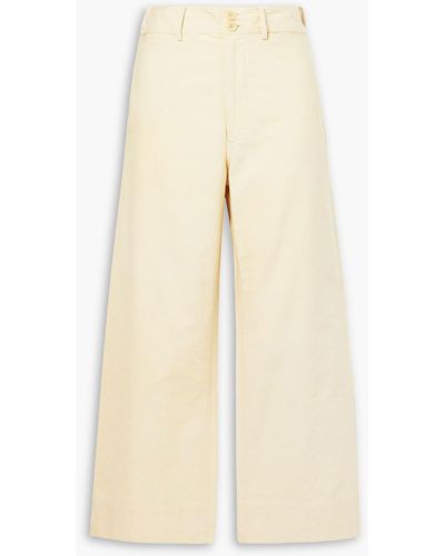 Apiece Apart Merida Cropped Cotton-canvas Wide-leg Trousers - Natural