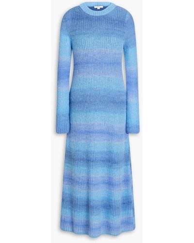 Vince Striped Ribbed-knit Midi Dress - Blue