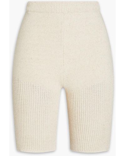 Nanushka Paola Crochet-knit Cotton-blend Shorts - White