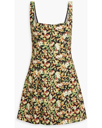 Marni Floral-print Crepe Mini Dress - Yellow